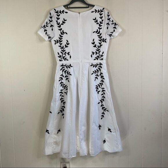 eShakti Leafy Vine Embroidery Poplin Dress - Picture 3 of 4